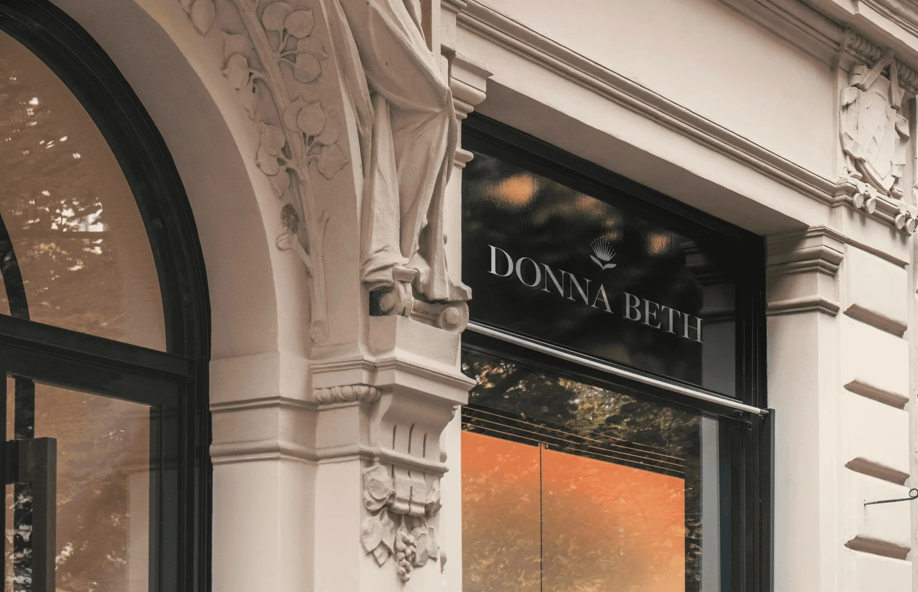 Donna Beth lettering above an ornate storefront.
