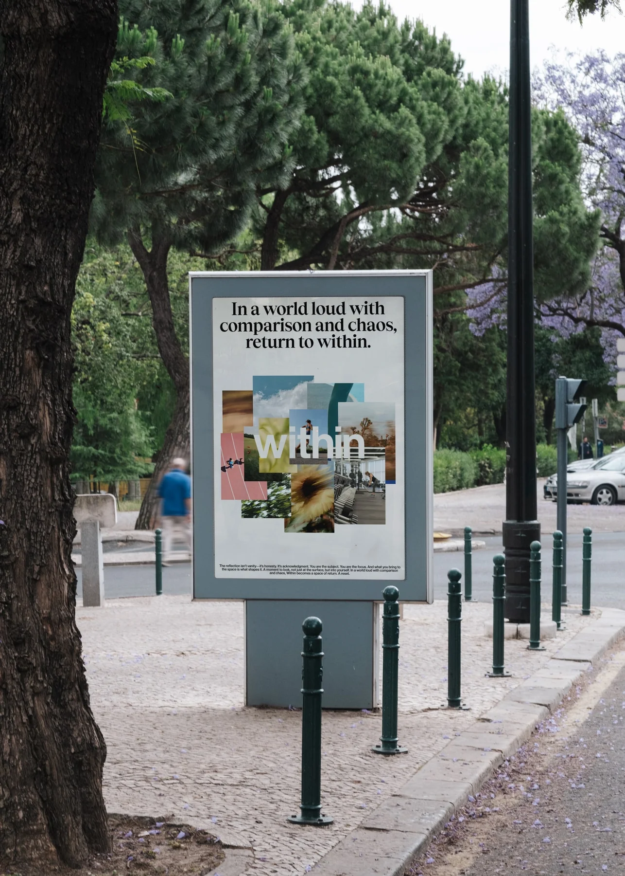 Within street poster with a photograph and bold typography.