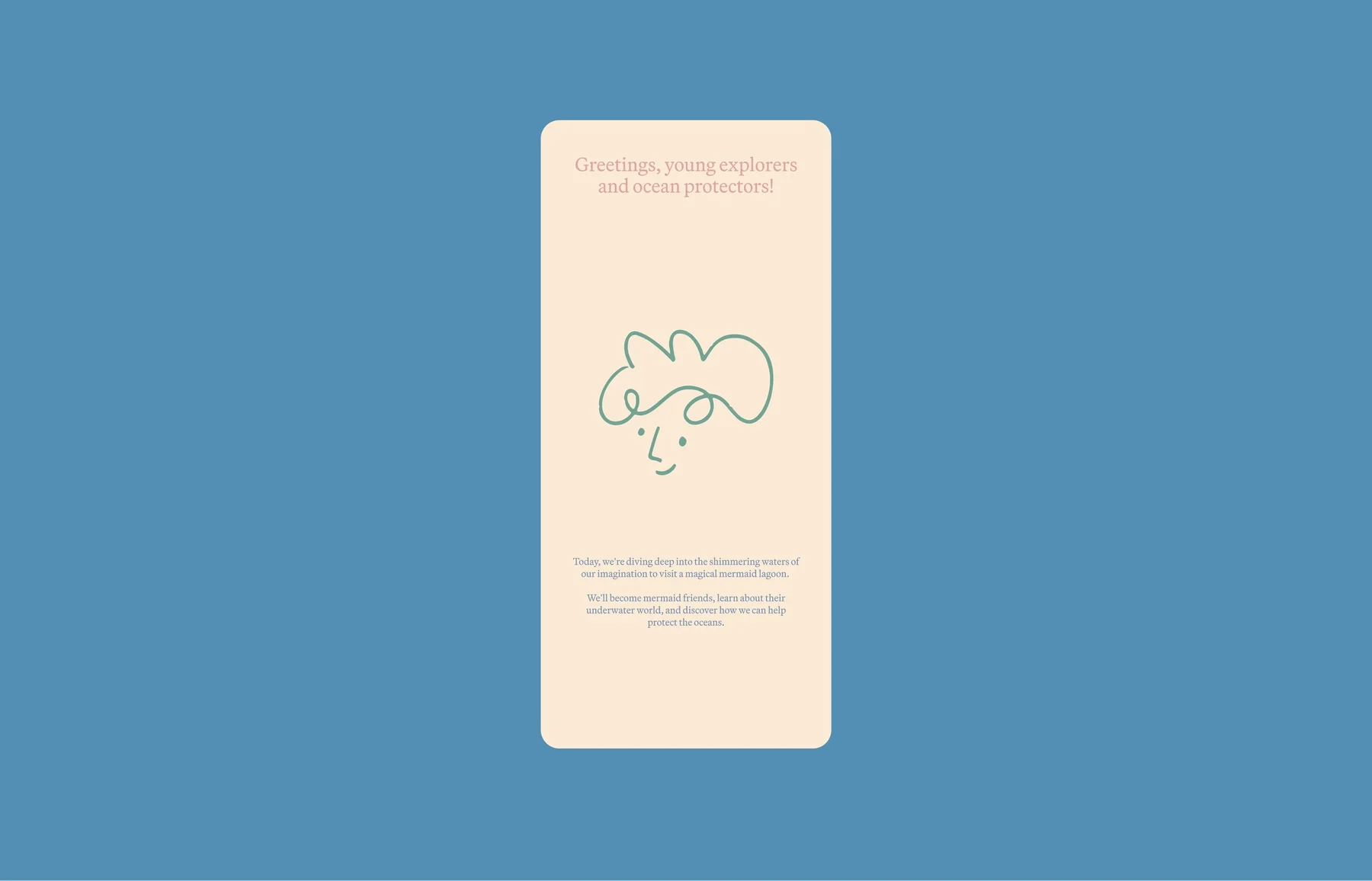 Nylo mobile layout with a simple green rabbit drawing on cream.