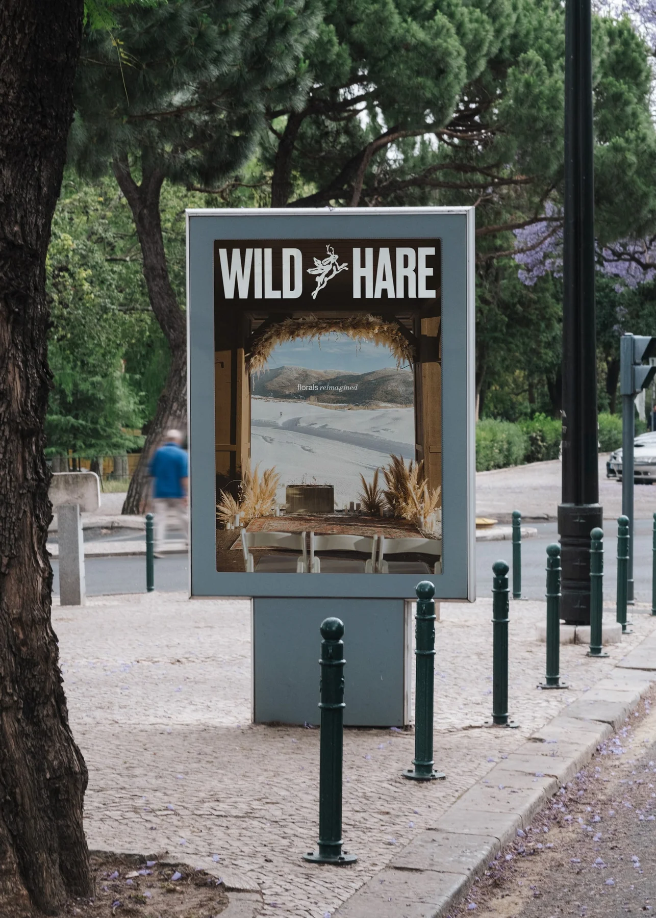Wild Hare street poster featuring a wooden event structure.