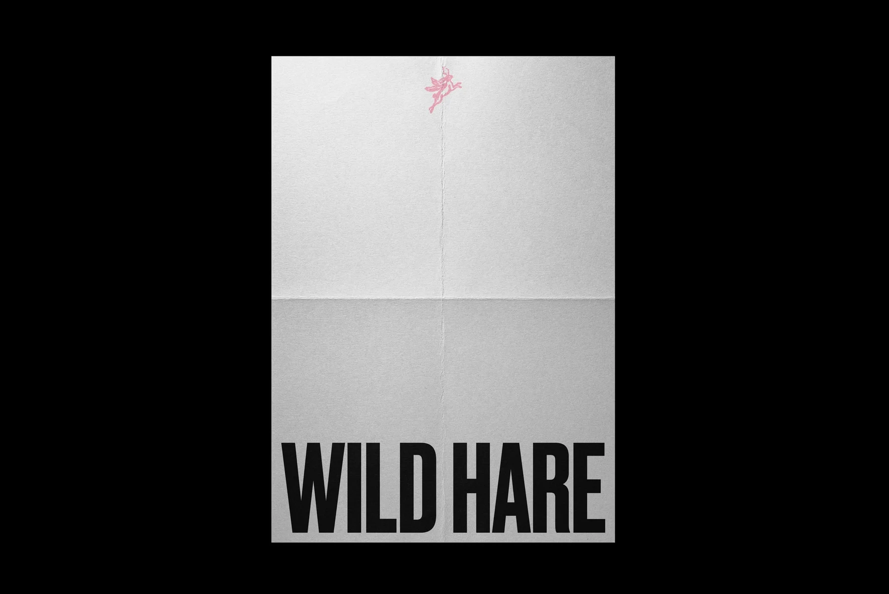 White Wild Hare stationery with black lettering and a small pink hare.