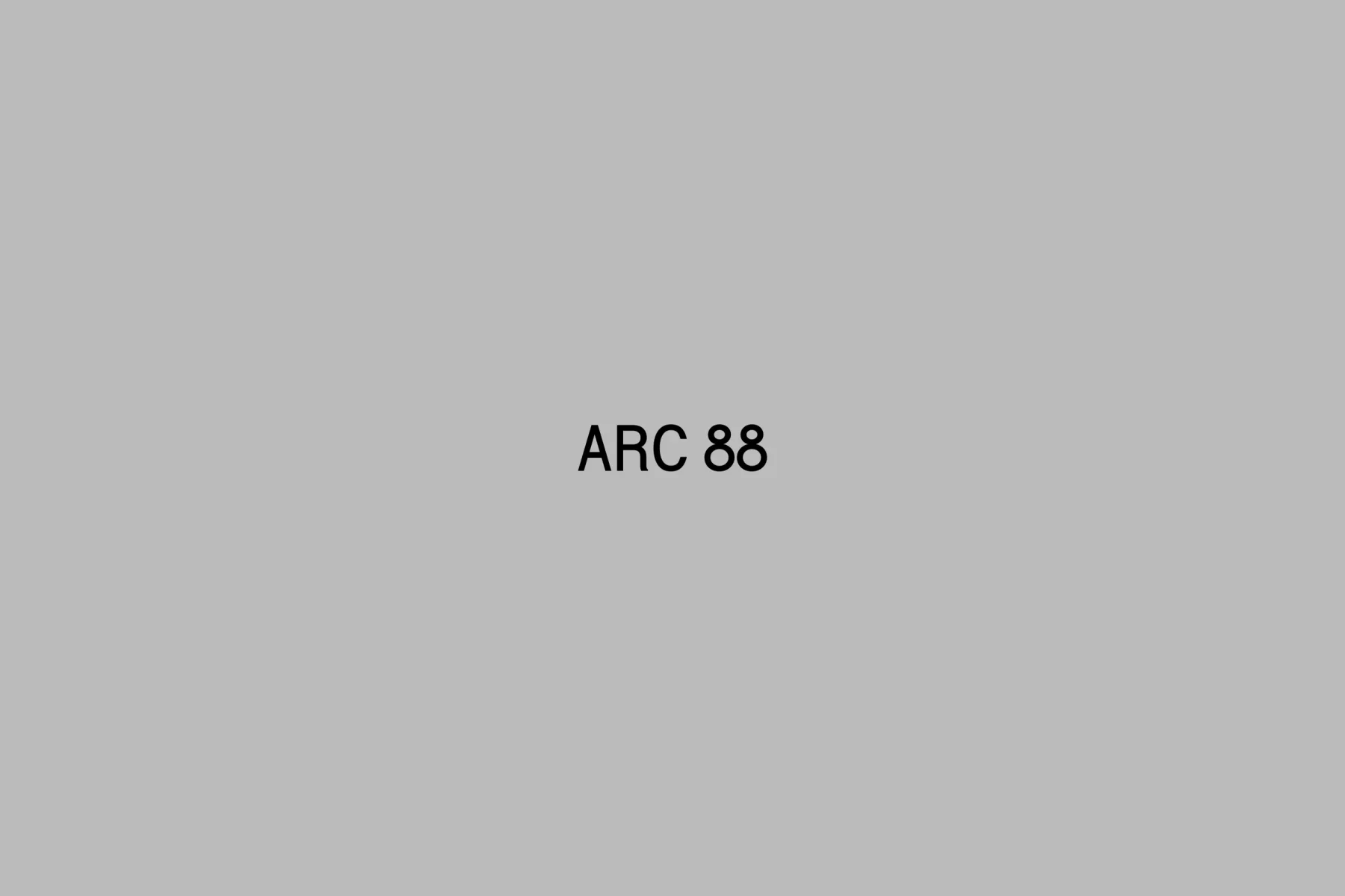 Minimal black Arc 88 wordmark on gray.
