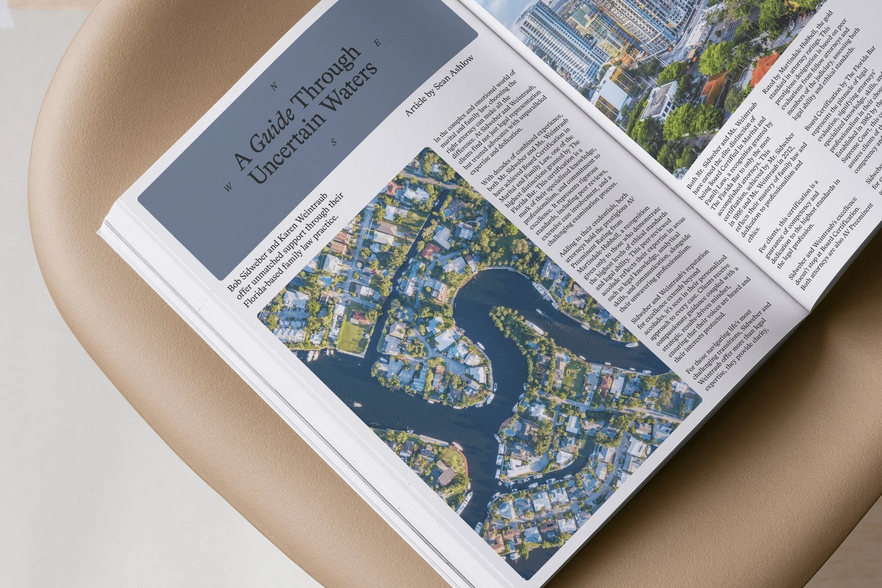 Open S&W editorial spread with a colorful illustrated map.