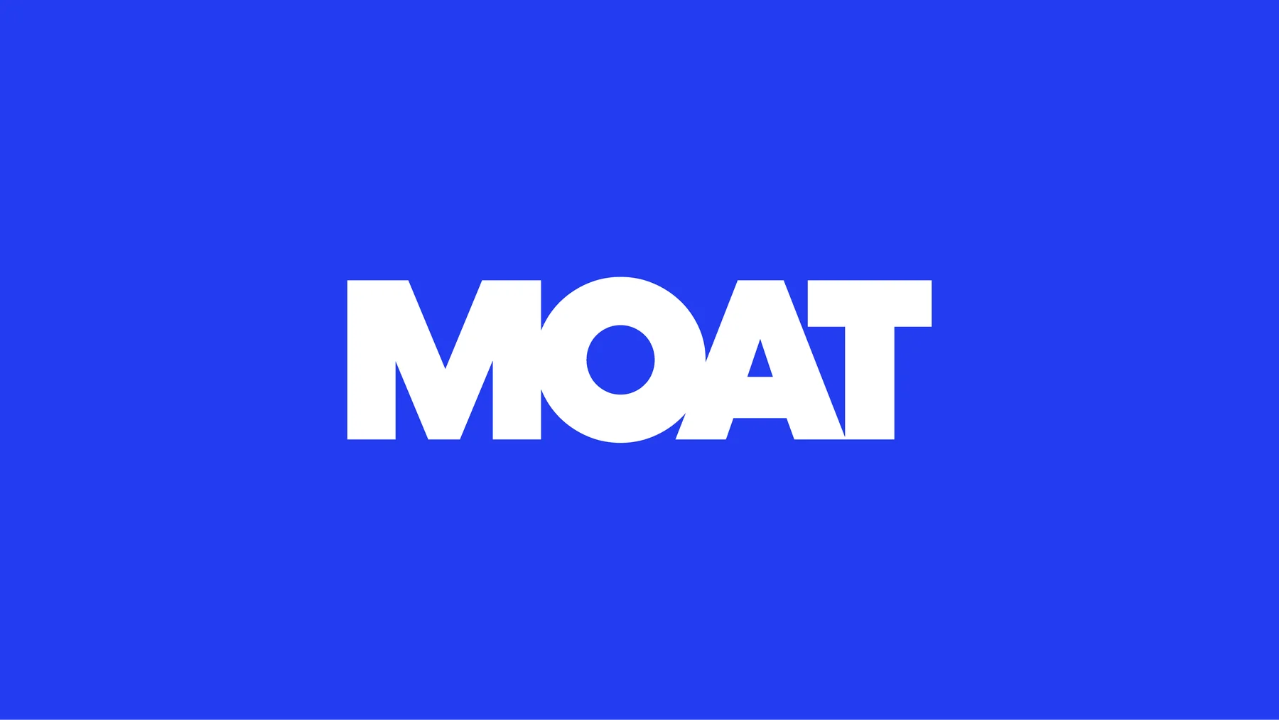 White Moat wordmark on electric blue.