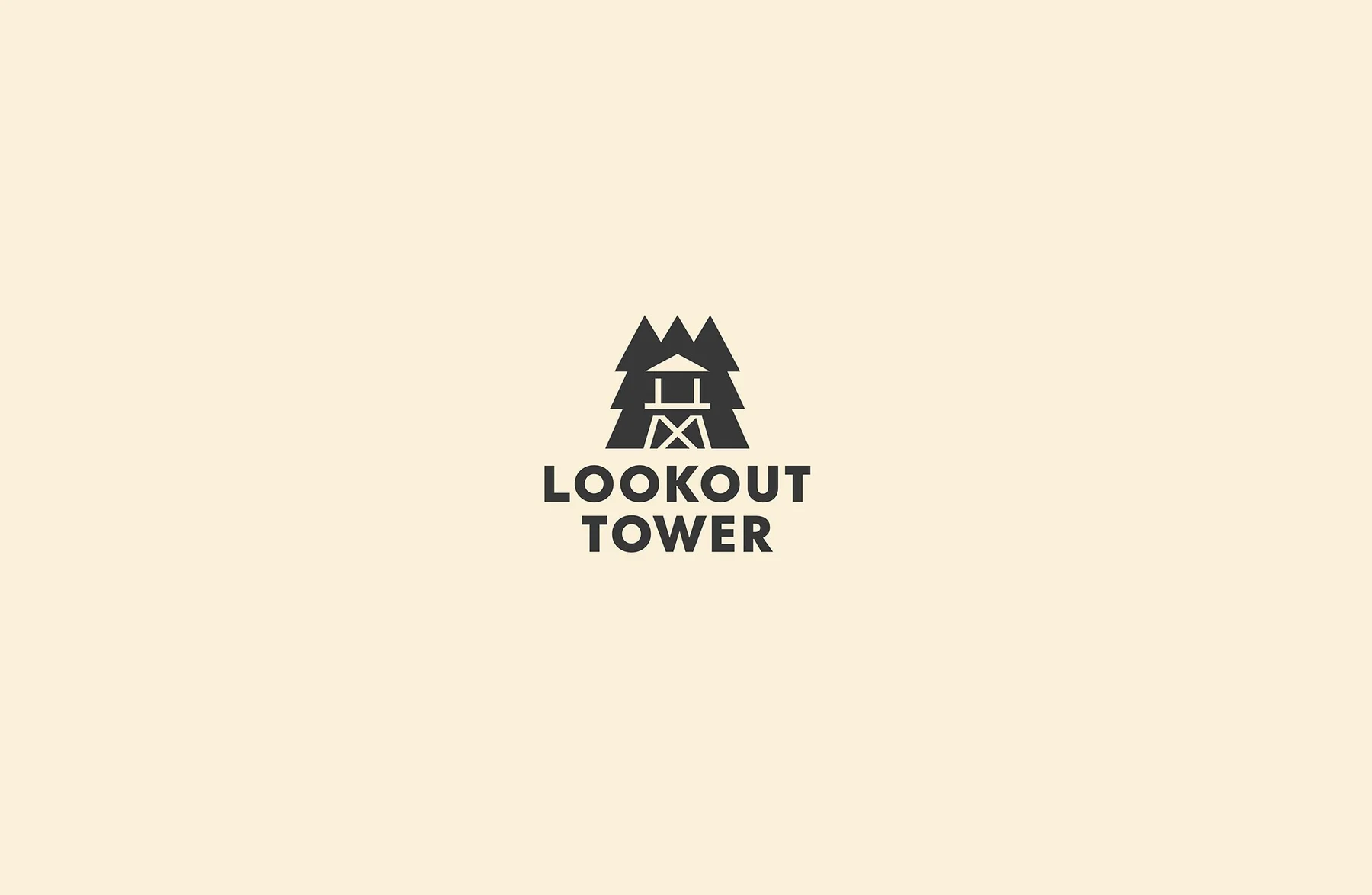Black Lookout Tower emblem and stacked lettering on cream.
